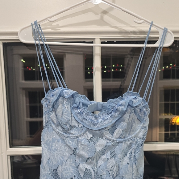 Kate Blue Lace Mini Dress - Picture 2 of 7